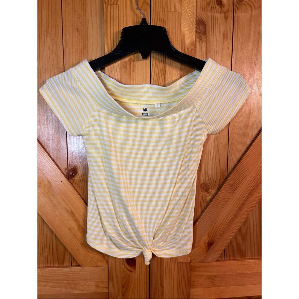 Me to we essentials PacSun short sleeve top yellow white striped size XS Nwt (39
